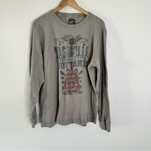 Lucky Brand Shirt Mens XXL Gray Waffle Knit Thermal Long Sleeve Y2K  100% Cotton